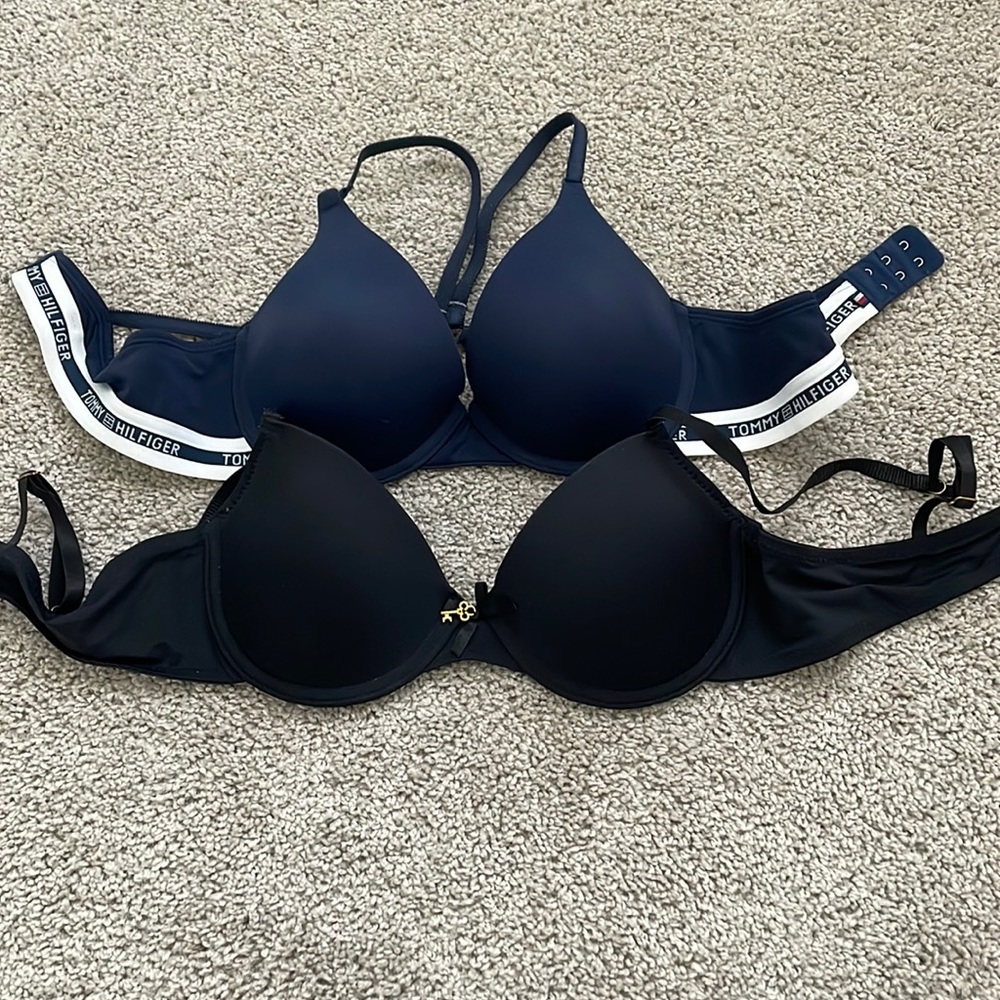 Two Bras - Black and Navy - Tommy Hilfiger - Size 36B Fits Both